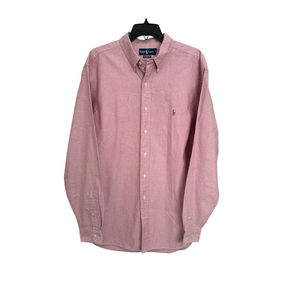 Polo Ralph Lauren Long Sleeve Button Shirt Mens‎ 17.5 36/37 Pink Pony #ST10-1